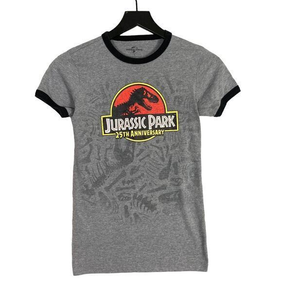 Universal Studios Jurassic Park 25th Anniversary Gray T-Shirt Junior's Small - Picture 1 of 8